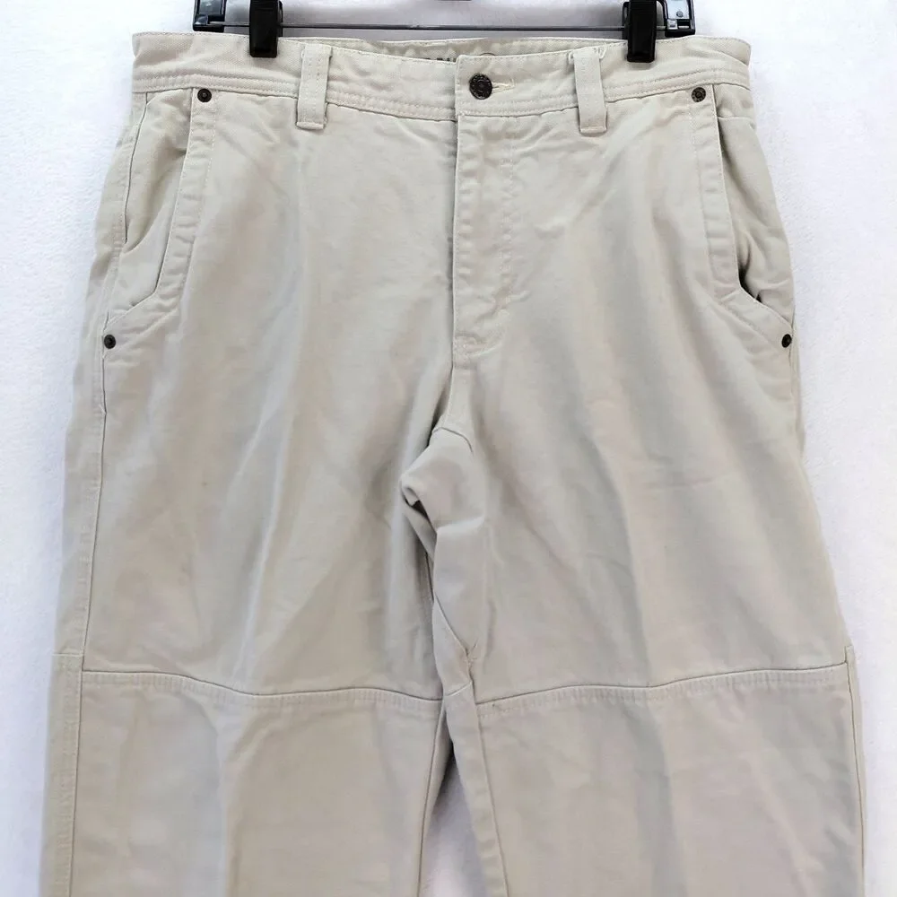 Eddie Bauer Ranger Jean Men 34x32 Beige Double Knee Canvas Heavyweight Work Pant